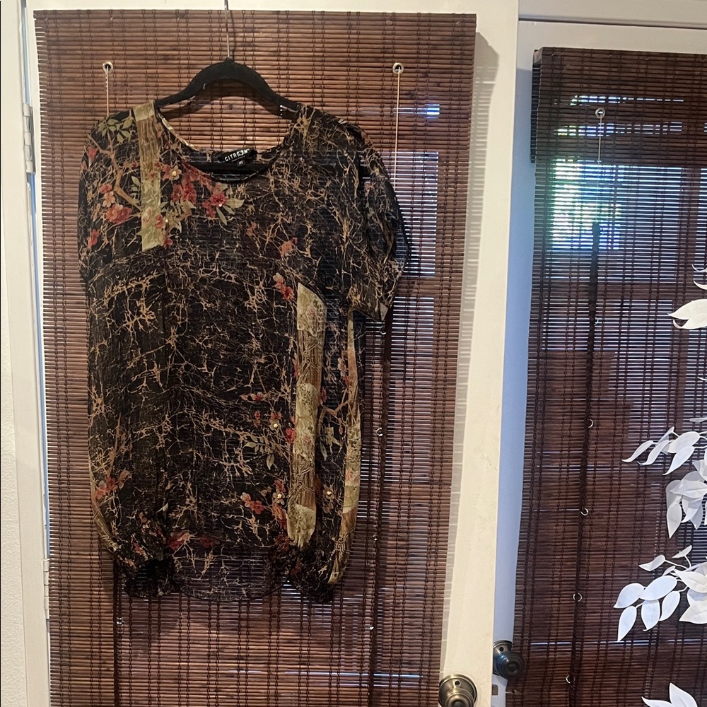 Citron Black and brown  Abstract Blouse